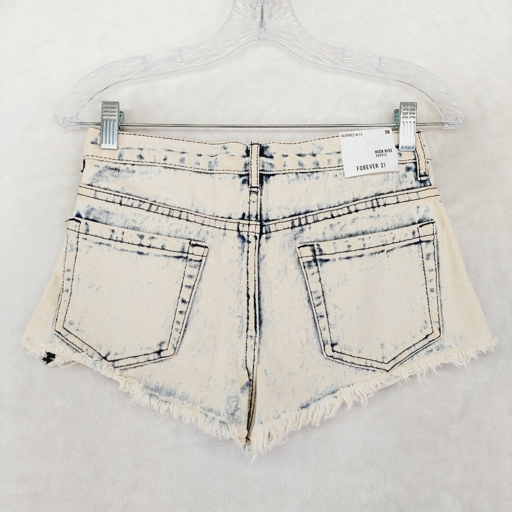 Forever 21 White & Blue A-Line Jean Shorts With Pockets 592 - Picture 3 of 9